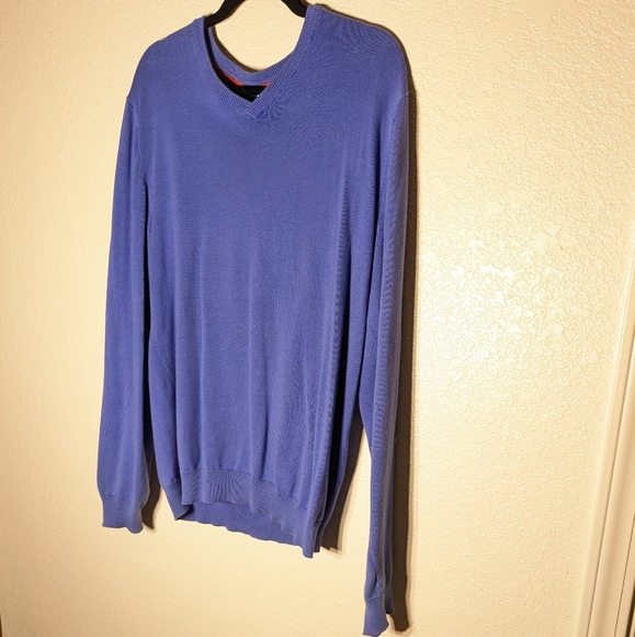 Divided Periwinkle Purple Sweater with V Neck - Picture 2 of 5